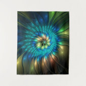 発光ファンタジーフラワーカラフル、抽象芸術フラクタル タペストリー (正面)