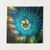 発光ファンタジーフラワーカラフル、抽象芸術フラクタル タペストリー (正面(横))