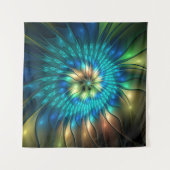 発光ファンタジーフラワーカラフル、抽象芸術フラクタル タペストリー (正面)