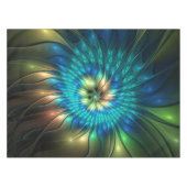 発光ファンタジーフラワーカラフル、抽象芸術フラクタル テーブルクロス (正面(横))