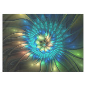 発光ファンタジーフラワーカラフル、抽象芸術フラクタル テーブルクロス (正面(横))