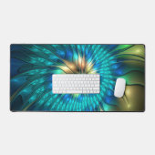 発光ファンタジーフラワーカラフル、抽象芸術フラクタル デスクマット (キーボード&マウス)