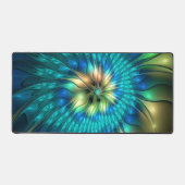 発光ファンタジーフラワーカラフル、抽象芸術フラクタル デスクマット (正面)
