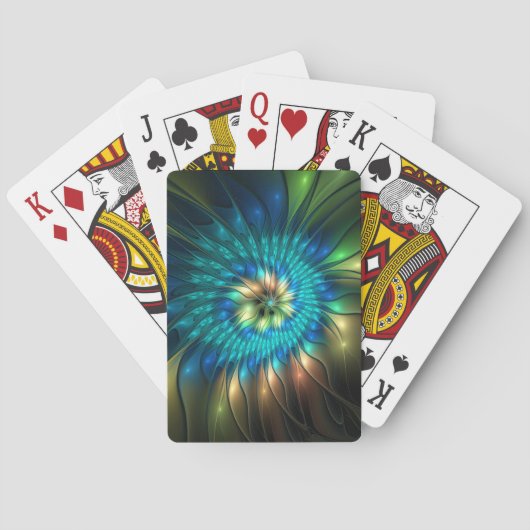 発光ファンタジーフラワーカラフル、抽象芸術フラクタル トランプ (裏面)