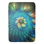 発光ファンタジーフラワーカラフル、抽象芸術フラクタル バスマット (正面縦)