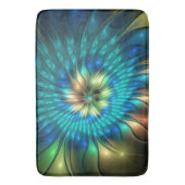 発光ファンタジーフラワーカラフル、抽象芸術フラクタル バスマット (正面縦)