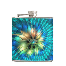 発光ファンタジーフラワーカラフル、抽象芸術フラクタル フラスク