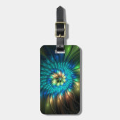 発光ファンタジーフラワーカラフル、抽象芸術フラクタル ラゲッジタグ (正面縦)