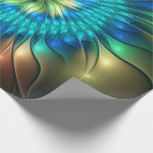 発光ファンタジーフラワーカラフル、抽象芸術フラクタル ラッピングペーパー (角)