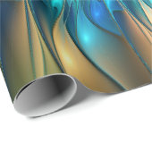 発光ファンタジーフラワーカラフル、抽象芸術フラクタル ラッピングペーパー (ロールコーナー)