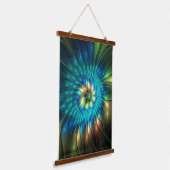 発光ファンタジーフラワーカラフル、抽象芸術フラクタル 吊り下げ型タペストリー (傾斜あり)