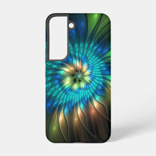 発光ファンタジーフラワーカラフル、抽象芸術フラクタル SAMSUNG GALAXY S22ケース