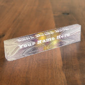 発光フラワーカラフル抽象芸術のフラクタルタイトル デスクネームプレート (側面)