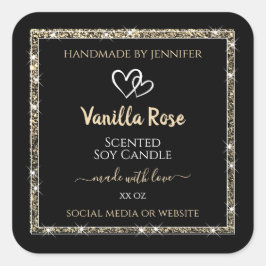 発光ブラック金ゴールドグリッター星の製品ラベル スクエアシール