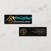 発光ブルー稲妻金ゴールド電球自家用電気 スキニー名刺 (正面/裏面)