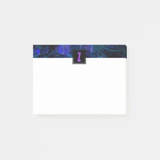 発光ヘッダ |紫のモノグラムイニシャル文字 ポストイット (正面)