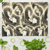 発光ベージュのストロークのツイストされたフラクタルレポート キッチンタオル (折り畳み)