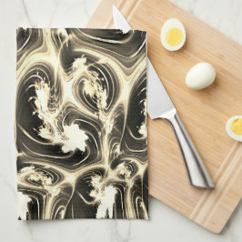 発光ベージュのストロークのツイストされたフラクタルレポート キッチンタオル