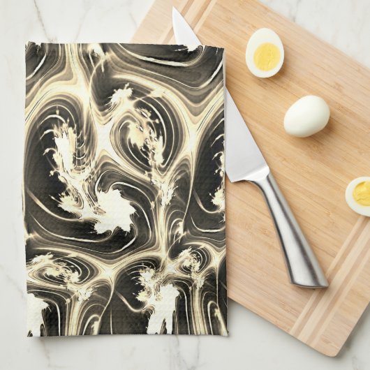 発光ベージュのストロークのツイストされたフラクタルレポート キッチンタオル (四つ折り)