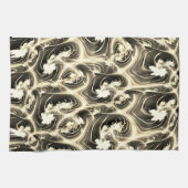 発光ベージュのストロークのツイストされたフラクタルレポート キッチンタオル (横)