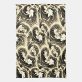 発光ベージュのストロークのツイストされたフラクタルレポート キッチンタオル (縦)