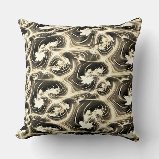 発光ベージュのストロークのツイストされたフラクタルレポート クッション (正面)