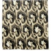 発光ベージュのストロークのツイストされたフラクタルレポート シャワーカーテン (正面)