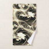 発光ベージュのストロークのツイストされたフラクタルレポート バスタオルセット (ハンドタオル)