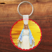 発光ヴァージンメアリーとバラ キーホルダー (正面)