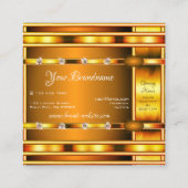 発光宝石による人目を引く金ゴールドフェイク効果 スクエア名刺 (裏面)