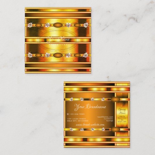 発光宝石による人目を引く金ゴールドフェイク効果 スクエア名刺 (正面/裏面)
