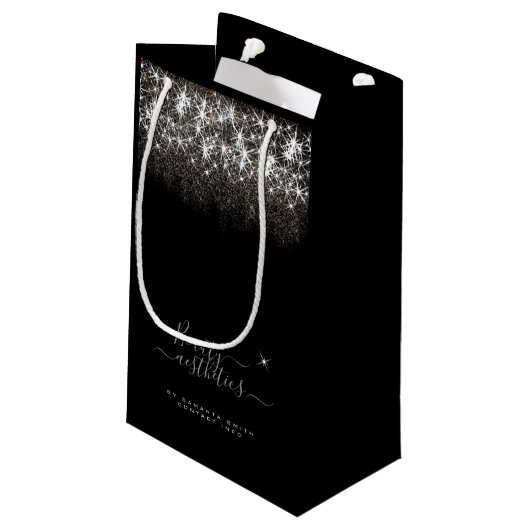 発光性白金銀グリッターエレガント美しい スモールペーパーバッグ (裏面アングル)