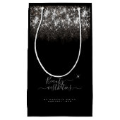 発光性白金銀グリッターエレガント美しい スモールペーパーバッグ (正面)