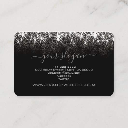 発光性白金銀グリッターエレガント美しい 名刺 (裏面)