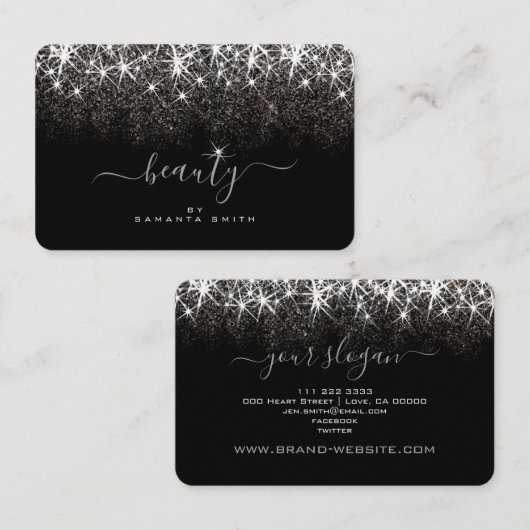 発光性白金銀グリッターエレガント美しい 名刺 (正面/裏面)