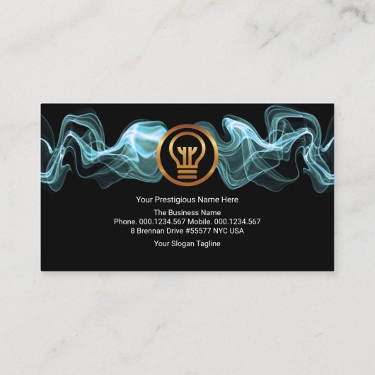 発光性青色電気稲妻電気技師 名刺 (裏面)