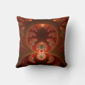 発光抽象芸術モダンオレンジ色の赤いフラクタル名 クッション (裏面)