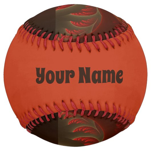 発光抽象芸術モダンオレンジ色の赤いフラクタル名 ソフトボール (正面)