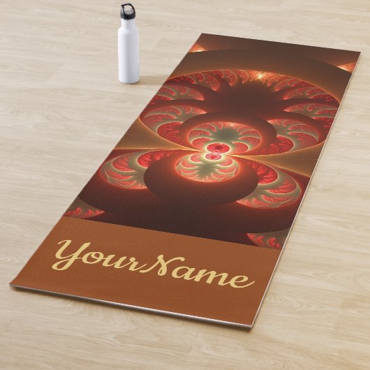 発光抽象芸術モダンオレンジ色の赤いフラクタル名 ヨガマット (インサイチュ)