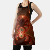 発光抽象芸術モダンオレンジ赤フラクタル エプロン (インサイチュ)
