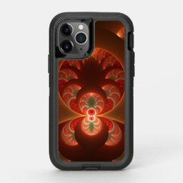 発光抽象芸術モダンオレンジ赤フラクタル オッターボックスディフェンダーiPhone 11 PROケース