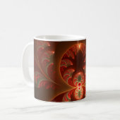 発光抽象芸術モダンオレンジ赤フラクタル コーヒーマグカップ (正面左)