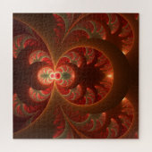 発光抽象芸術モダンオレンジ赤フラクタル ジグソーパズル (横)