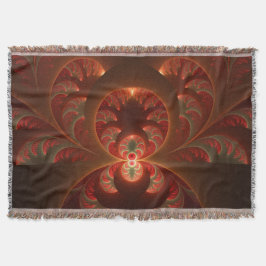 発光抽象芸術モダンオレンジ赤フラクタル スローブランケット