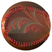 発光抽象芸術モダンオレンジ赤フラクタル ソフトボール (正面左)