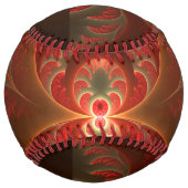 発光抽象芸術モダンオレンジ赤フラクタル ソフトボール (裏面)