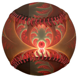 発光抽象芸術モダンオレンジ赤フラクタル ソフトボール