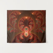 発光抽象芸術モダンオレンジ赤フラクタル タペストリー (正面(横))