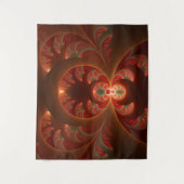 発光抽象芸術モダンオレンジ赤フラクタル タペストリー (正面)