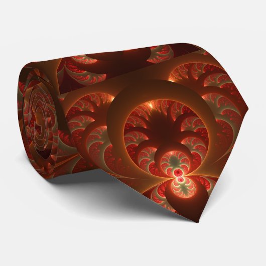 発光抽象芸術モダンオレンジ赤フラクタル ネクタイ (ロール)
